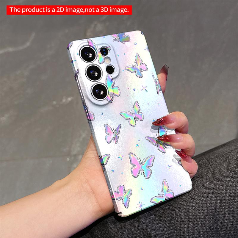 2DFlat Samsung phone case Iridescent Butterfly Pattern Phone Case Applicable to Galaxy S22 S23 S24 S25ULTRA S26 A12 A13 A14 A15 A16