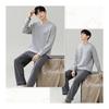 [Akihee] Men's Pajamas, 100% Cotton, Long Sleeve, Cotton, Spring, Summer, Autumn, Top and Bottom Set, Room Wear, Cute, Sweat Absorbent, Breathable,