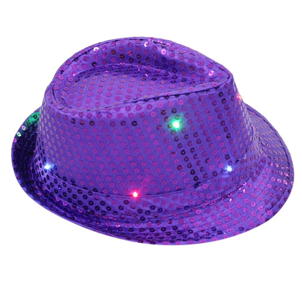 Women Men LED Fedora Hats Flashing Led Novelty Hats For Adults Jazz Fedoras Dance Hat