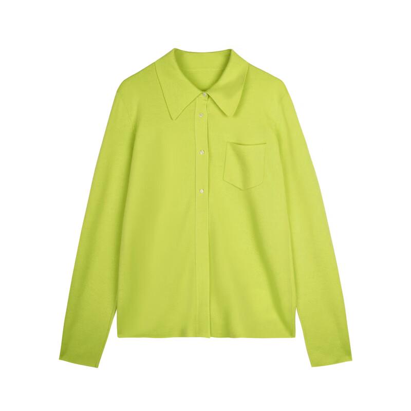 LESS Women's Polo Collar Merino Wool Knit Cardigan