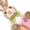 Artificial Bunny Statues Crafts with Clothes Standing Straw Easter Rabbit Decor for Desktop Gifts