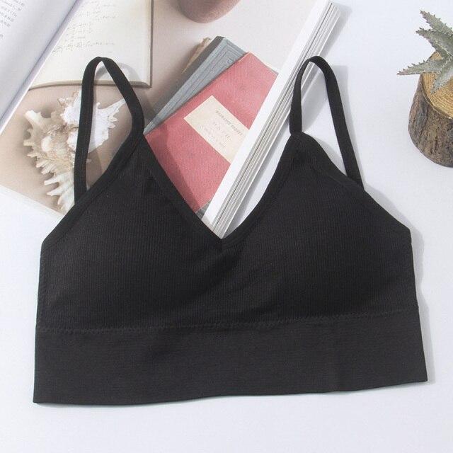 

Элегантный хлопковый бюстгальтер, сексуальное женское белье, удобное нижнее белье без косточек, женские летние бюстгальтеры, бесшовный укороченный топ без косточек, однотонные бюстгальтеры One Size чёрный