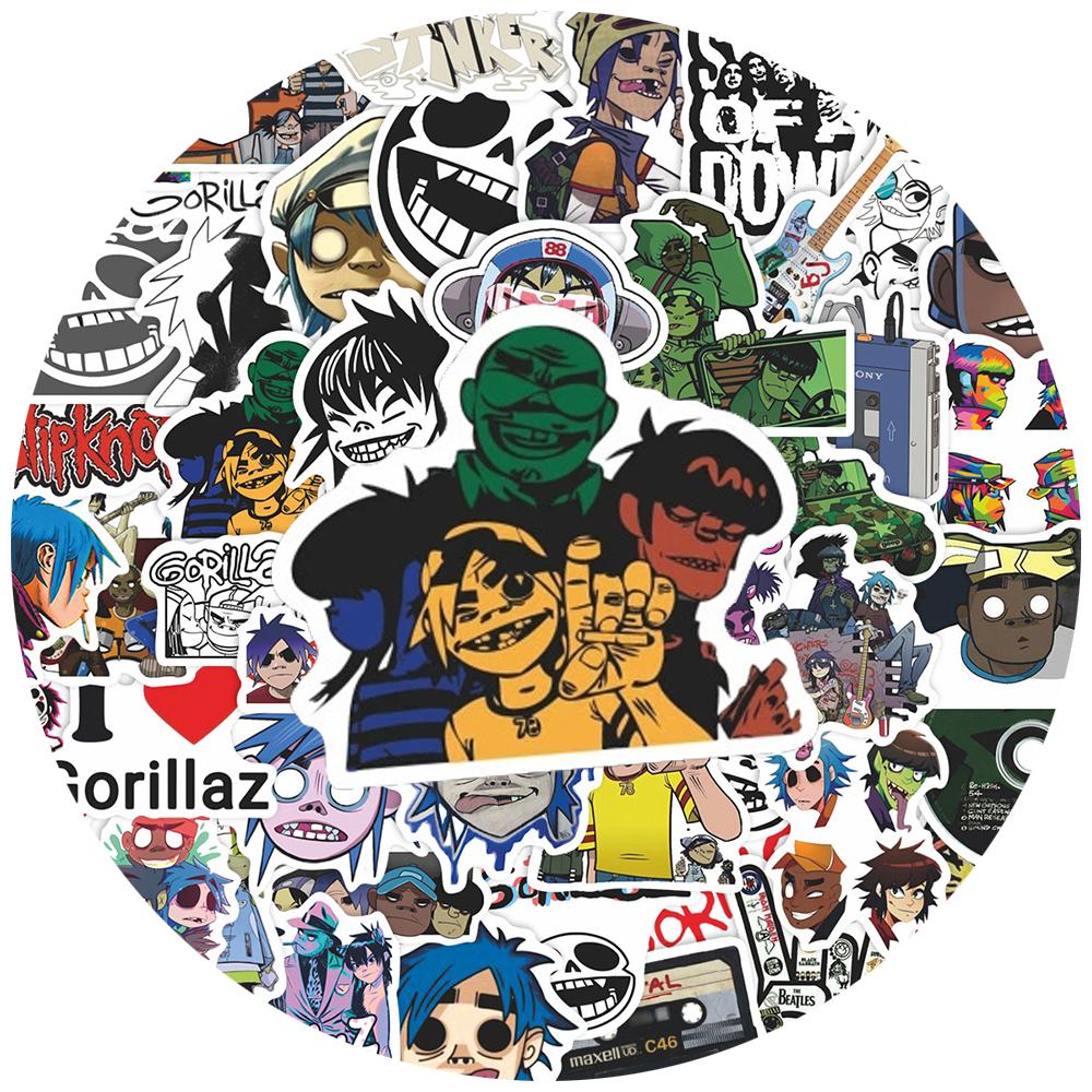 10 30 55Pcs Gorillaz Music Band Stickers Cool Graffiti Sticker Diy Skateboard Phone Notebook Waterproof Funny Decals Decoration