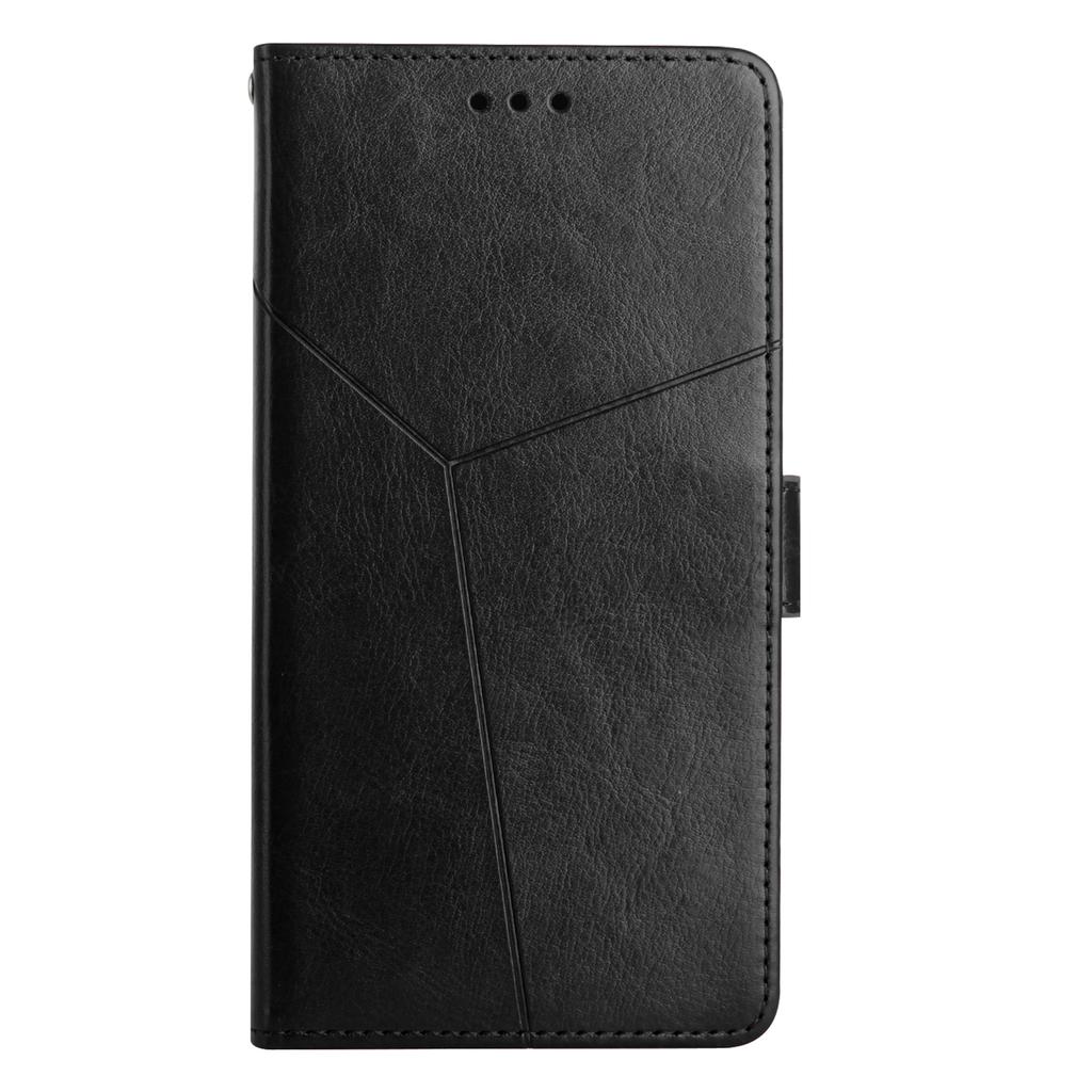 For Realme 12 4G/12+ 5G Case with Wrist Strap Y Shaped Lines Imprint Leather Phone Cover
