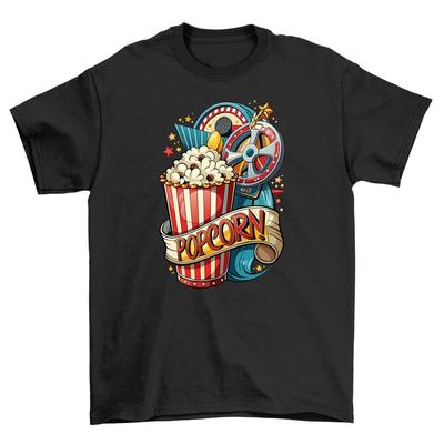 Retro_76 Serata Cinema - Maglietta Divertente per Amanti dei Popcorn! Design Stampato Unisex,