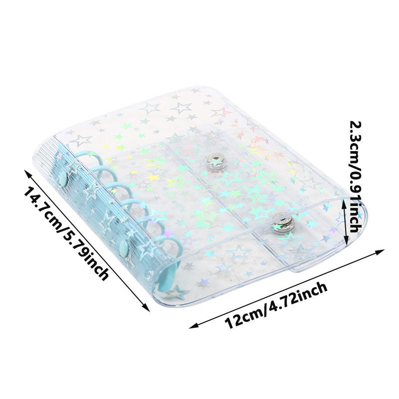 A7 Budget Binder Cover Clear Glitter PVC Binder Refillable Notebook for Photos Pictures Albums Organizer Planner Folder