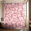 1 Piece Cute Cartoon Pink Pig Print Waterproof Bathroom Partition Privacy Shower Curtain, With 12 Hooks, Multiple Sizes
