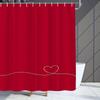 Elegant Red Shower Curtain With White Line Heart Design Waterproof Polyester Bath Curtain No Punching For Modern Bathroom Decor