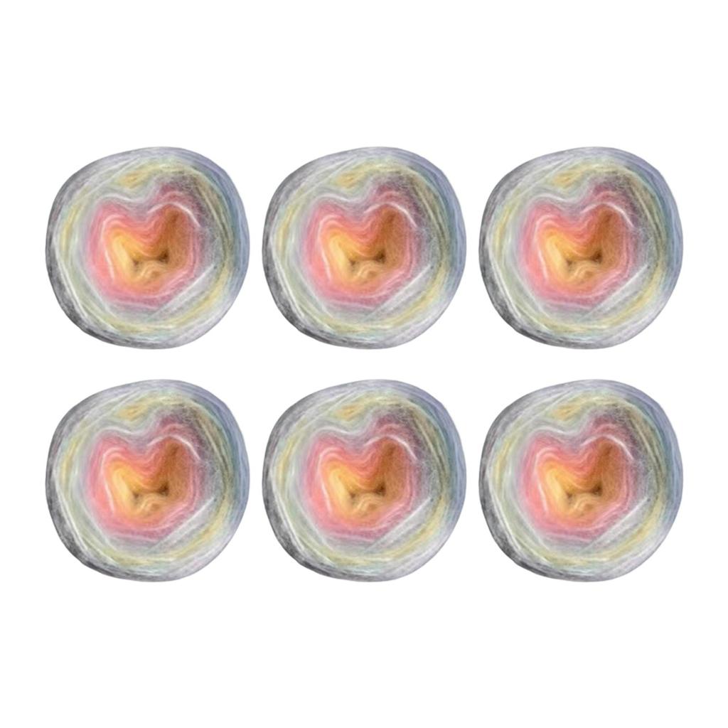 6 Gradient Color Yarn DIY Crochet Starter Kit Hand Knitting DIY Material Handmade Project Tablecover Gifts Romantic
