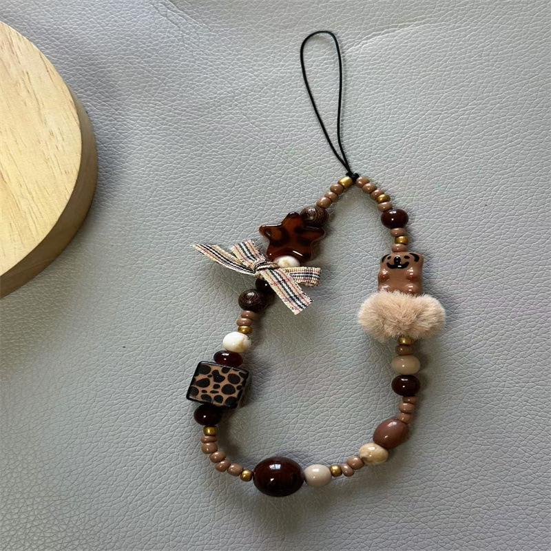 

Leopard Print Beaded Phone and Camera Lanyard Keychain Accessory
