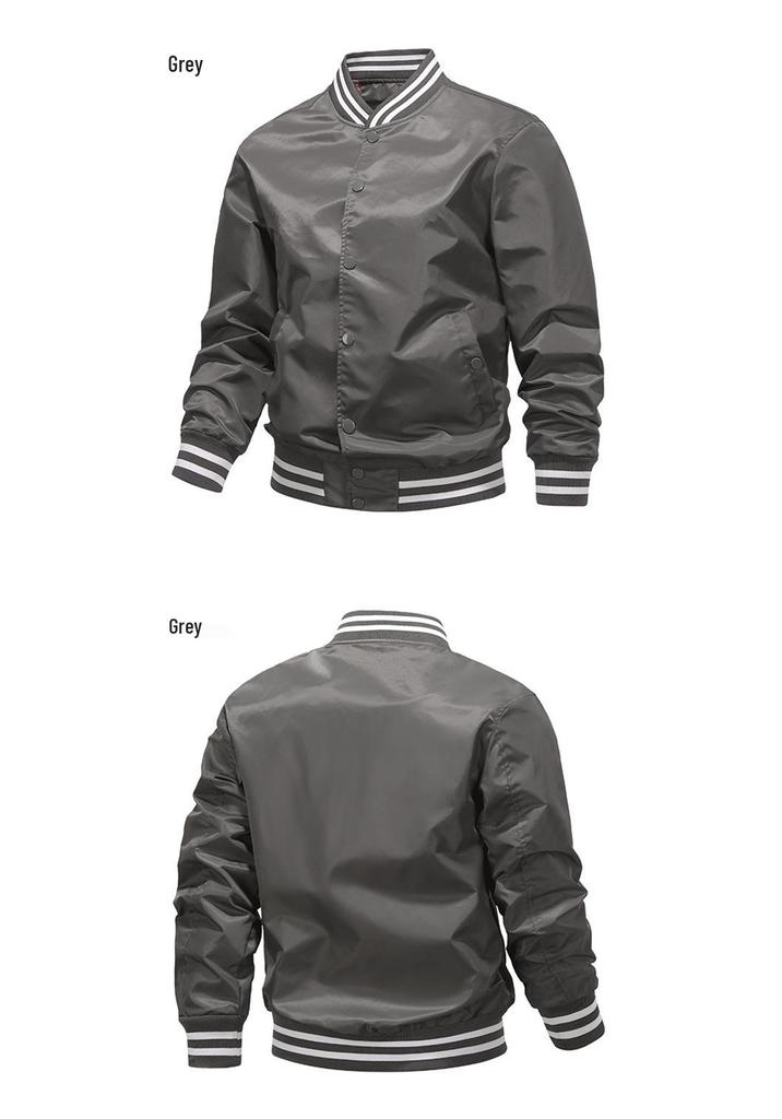 Men's Color-Blocking Baseball Pilot Jacket with Cotton Lining - Casual American-Style for Couples