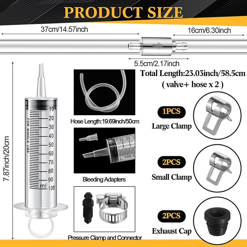 Motorcycle Hydraulic Brake Bleed Kit 100Ml Syringe 50Cm Hose Universal For Motorbikes Scooters