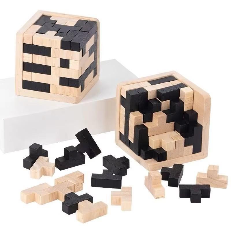 Educational Funny Wooden Puzzles 54T Cube IQ Toys Intellectual Game for Kids And Adults Puzzle Enthusiasts