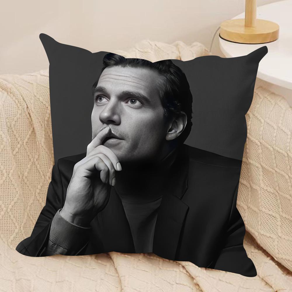 Super Star HHenry Cavill Cushion Cover Silky Short Plush Invisible Zipper Dustproof Sofa Pillow Case for Home Decor