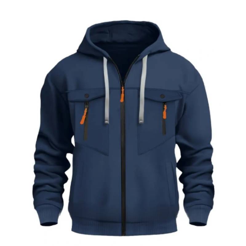 Mens Hoodie Jacket With Multiple Pockets And Zipper For Casual Spring Fall Outdoor Wear