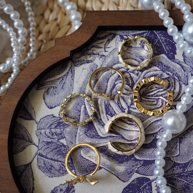 Trendy Adjustable French Style Enamel Zircon Drip Ring For Fashionable Womens Accessory