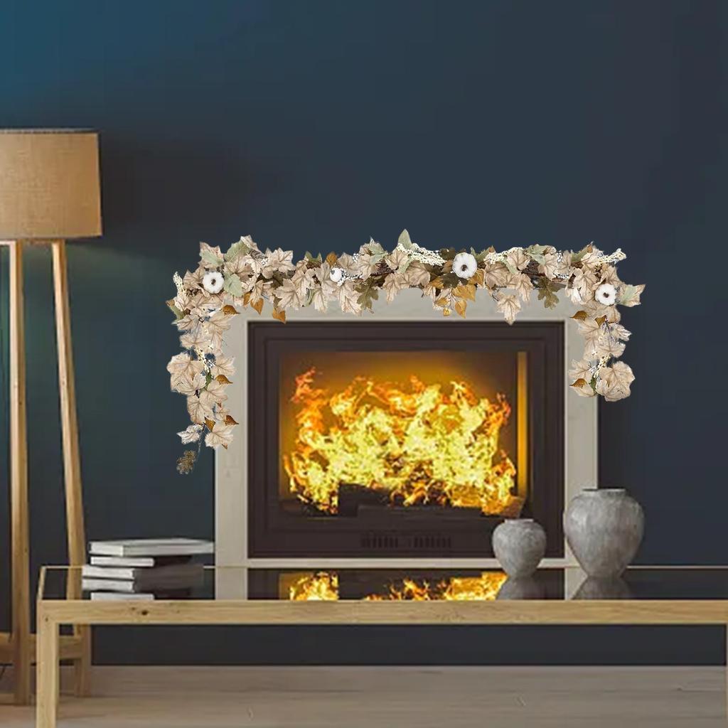 Fall Garland Thanksgiving Maple Leaf Pumpkin Berry Vine Rattan For Halloween Artificial Plants Simulation Hanging Vines Wreath