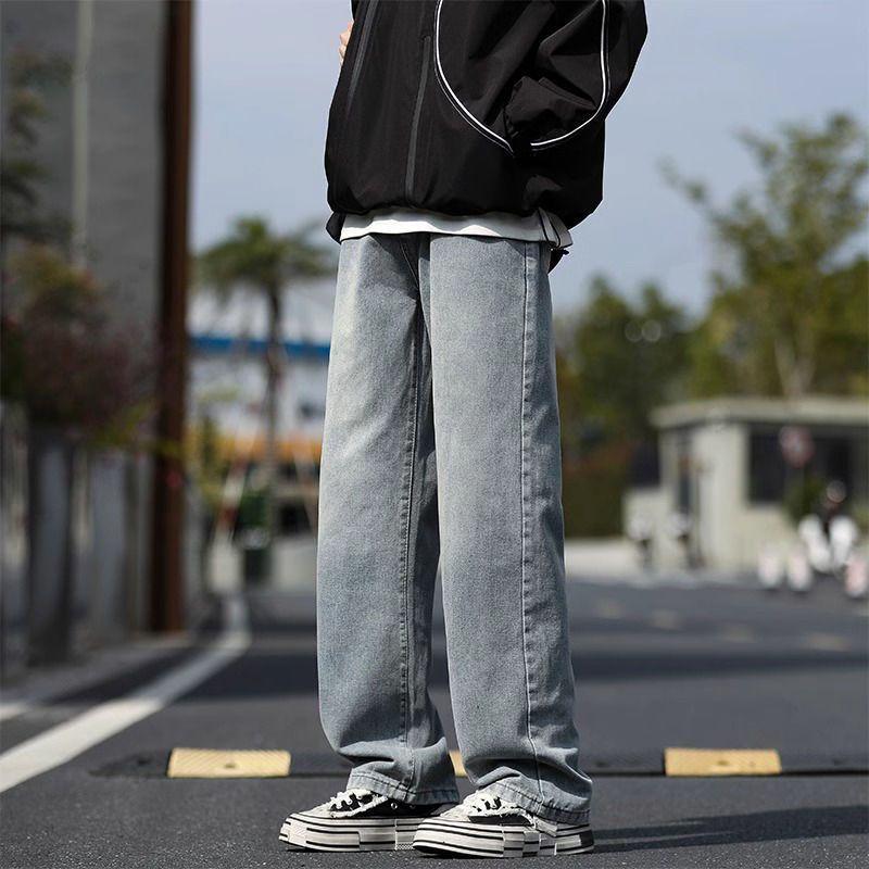 

Retro American Men s Loose Straight-Leg High Street Jeans S 35-45kg