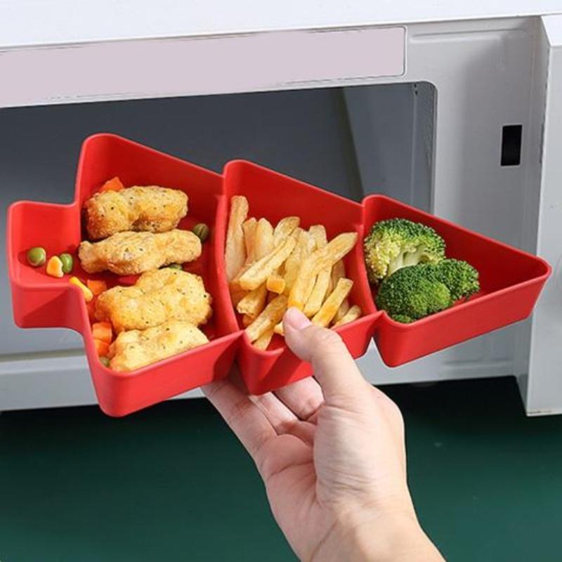 Christmas Tree Divided Snack Tray Plastic Serving Dish for Fruits Nuts Candy Stackable Food Platter for Holiday Parties Space-Saving Kitchen Organizer