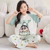 Girls Cotton Pajama Set Short Sleeve Long Pants Cartoon Print Sleepwear Kids Ages 4-12