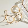 Hollow Open Cuff Bracelet Titanium Steel Gold Plated Jewelry Minimalist Womens Fashion Accessory