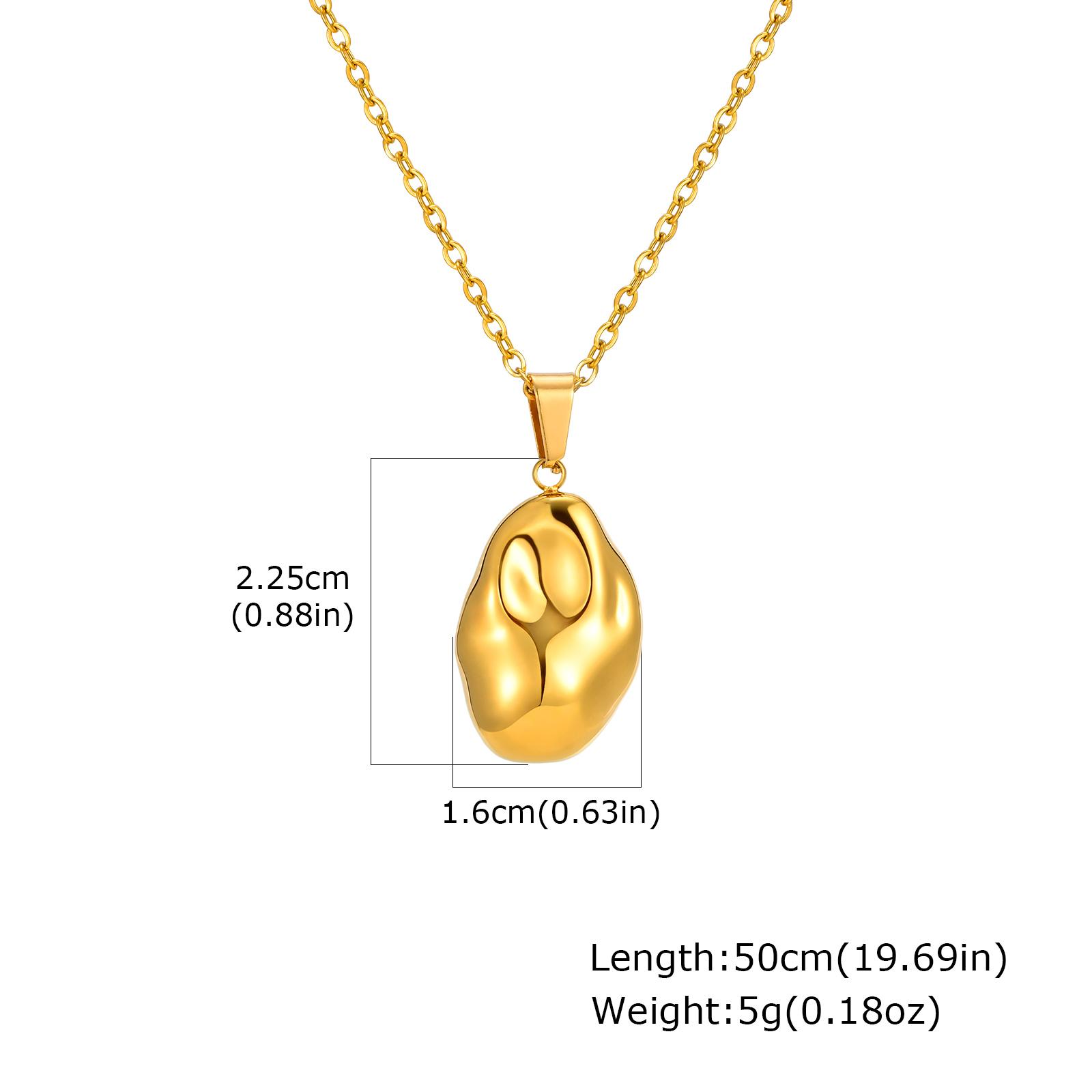 

Vintage Glossy Hammered Irregular Pendant Necklace for Women, Gold Plated Stainless Steel Necklace, Fashion Party Jewelry Gift