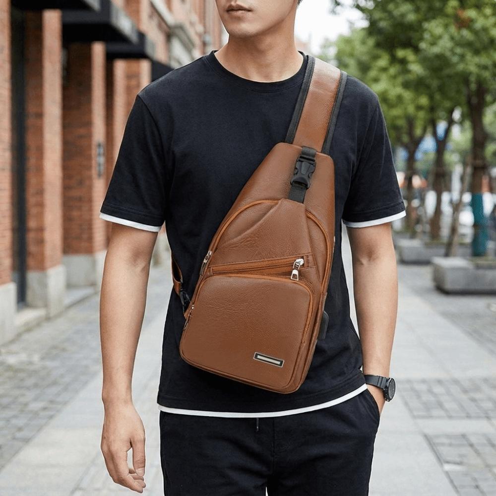 USB Charging Men Chest Bag Multifunctional Single Shoulder Bag Travel Use