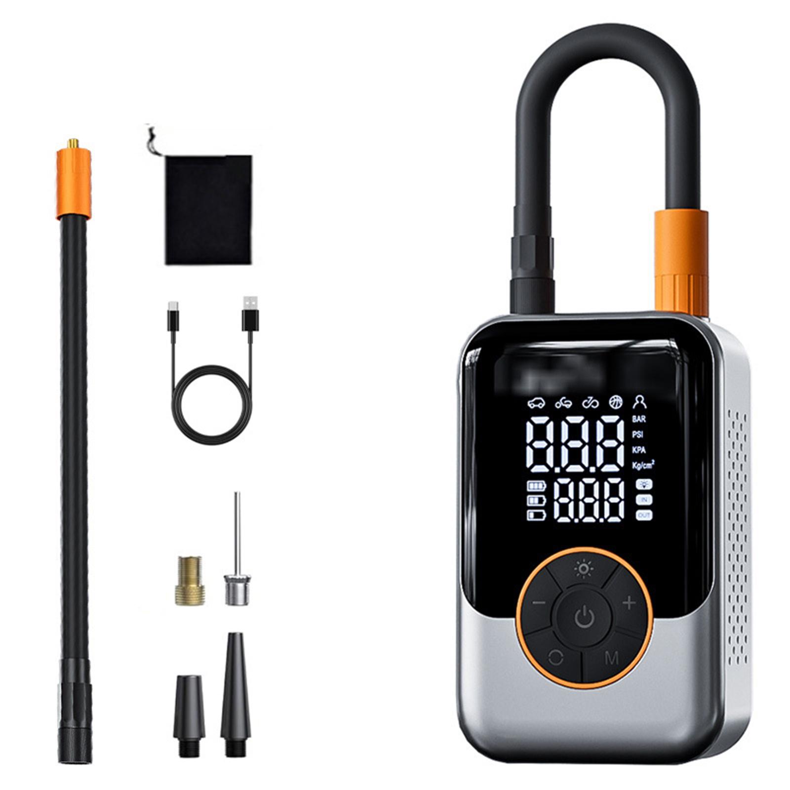 

Tire Inflator Portable Compressor Cordless, Car Tires Bike With LED Light, Digital Display Pumps For Car, Motorcycle, Balls One Size