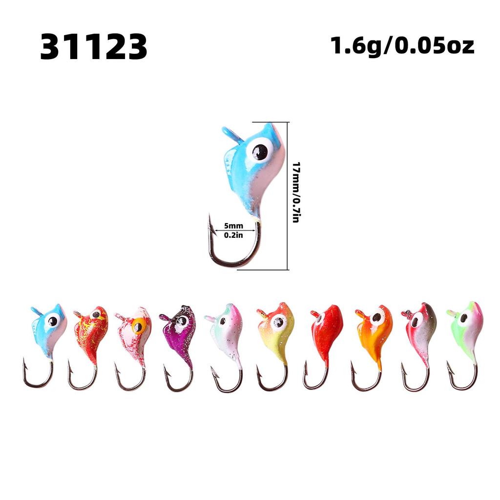 10-Color Dolphin-Lead Micro-Lure 1.6g Fishing Hook, Soft Bait Ice Fishing Hook