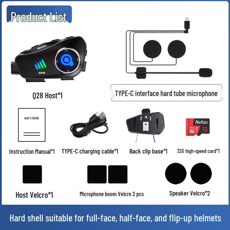 Bluetooth Helmet Earphones: Waterproof HD Open-face Motorcycle Headset with Dash Cam