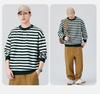 Shanggu Men's Autumn Anti-Pilling Striped Sweater | Round Neck Loose Knitwear