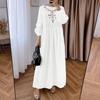 ZANZEA Women Casual Round Neck Long Sleeve Loose Floral Embroidery Dress