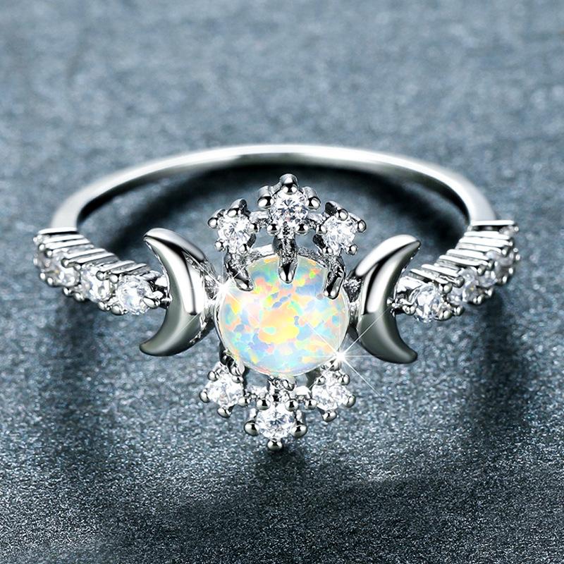 New European and American Style Personalized Circular White Light Surface with Double Moon Edge Inlaid with Colored Diamonds and White Diamonds