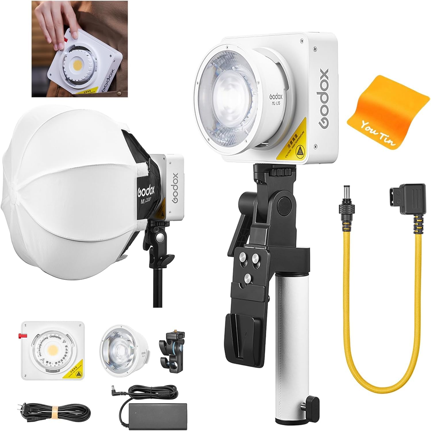 

Godox ML100BI Handheld LED Photography Color Temperature Range with Handle Ball Light 11 FX Light Multiple Power Options Version Godox ML100 Light,