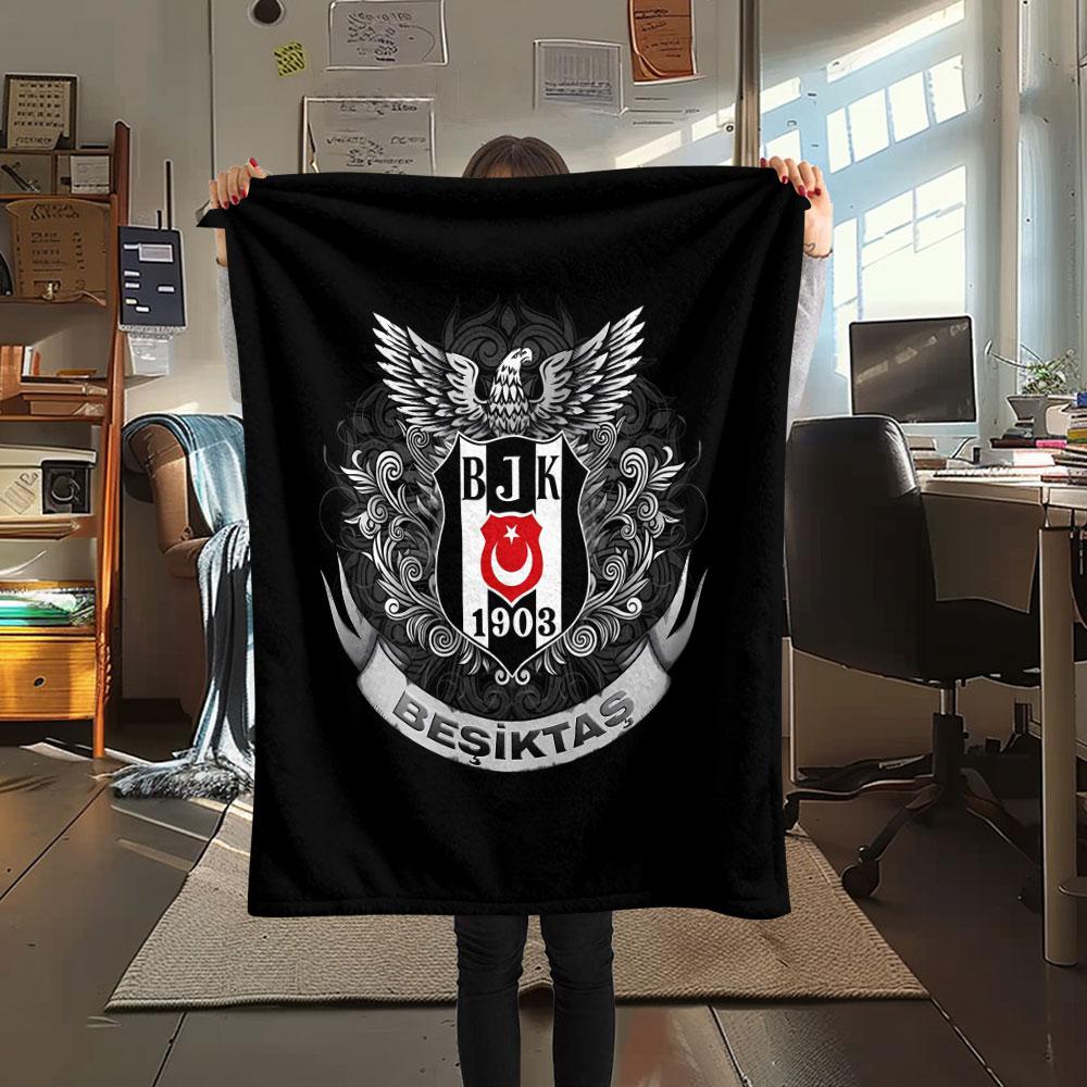 1PC Besiktas Gymnastics Club Patterned Flannel Blanket Suitable For All Seasons for Home Decor Warmth and Comfort Gifts Holiday Present