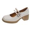 Mary Jane Single Shoes Women's High Heels 2025 New Retro British Style Jk Shoes Black French Thick Heel Small Leather Shoes
