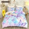Rainbow Butterfly Duvet Cover Set Full Size Pink Purple Bedding For Girls Soft Comforter Cover
