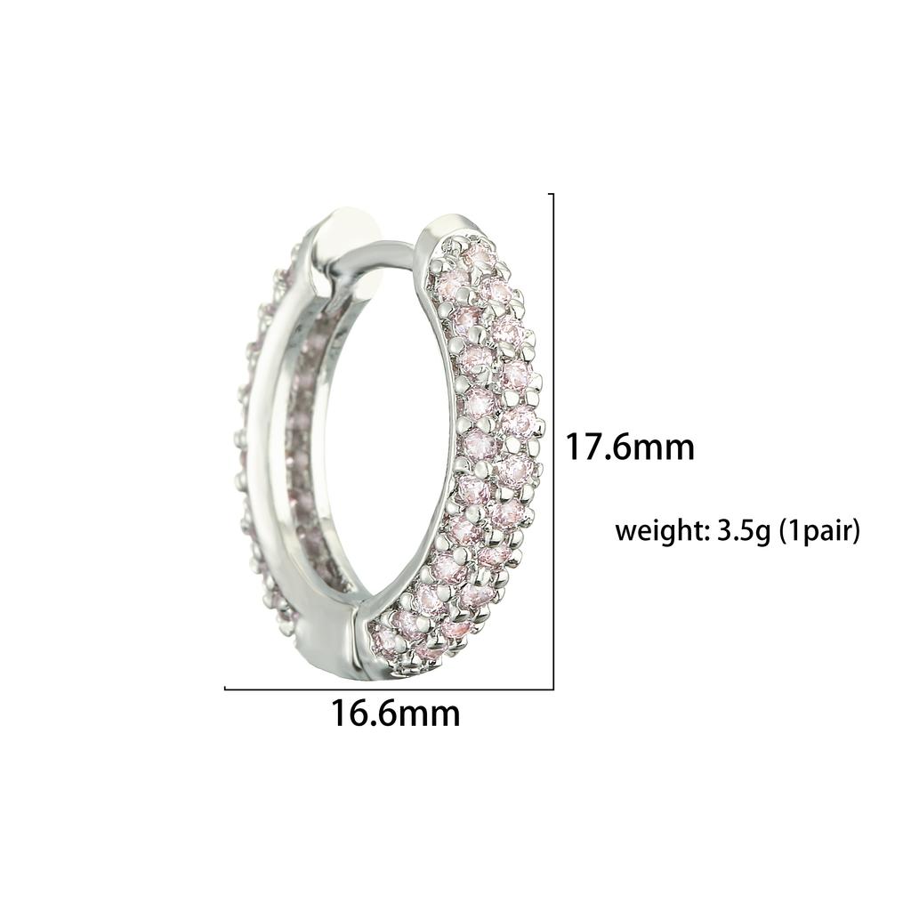 18K Gold Plated Brass Huggie Earrings with CZ Zircon Thin Ear Hoops Earring for Women Round Colorful Earring Piercing