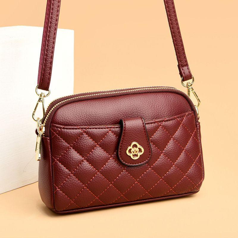 

Easiest for Match Middle-Aged One-Shoulder Mobile Phone Lightweight Soft Leather Small Shoulder Bag Fuchsia