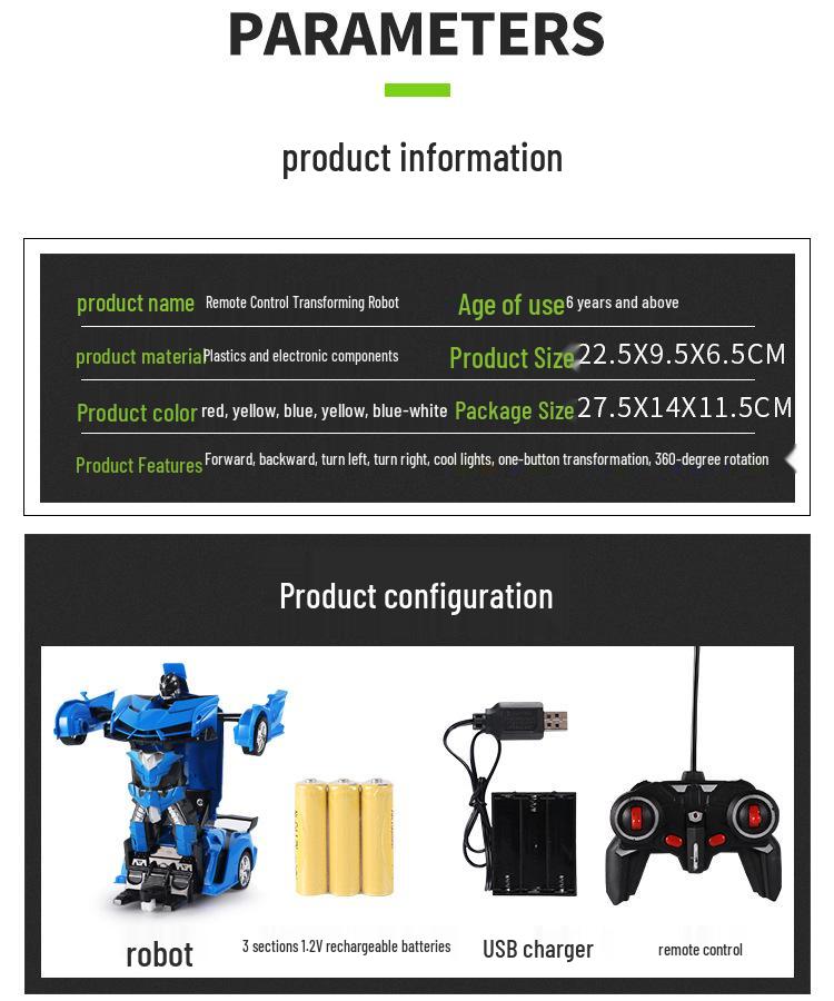 Xuezhi Shan 1023 Electric 1:18 Remote Control Transforming Car Robot - Children's Toy