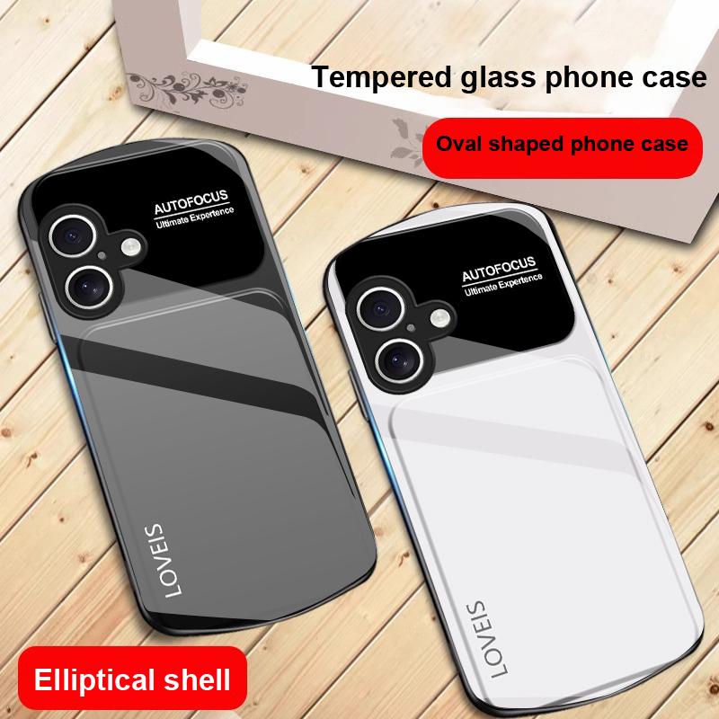 Połączenie fioletowo-niebieskie Dla iPhone 17 16 15 14 13 Plus 12 mini 11 Pro Max XR Xs Max X 7 8 6S 22 20 Eliptyczne szklane etui na telefon