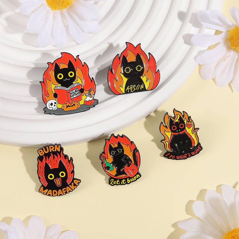 Cartoon Black Cat Enamel Pins PEW PEW MADAFAKAS Big Eyes Kitten Cute Animal Brooches Lapel Badge Jewelry Gifs For Cat Lovers
