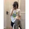 Korean Green Apple Printed T-shirt Women's Summer Loose Bottoming Shirt Comfortable Pure Cotton Inner Top Slack Short Sleeve