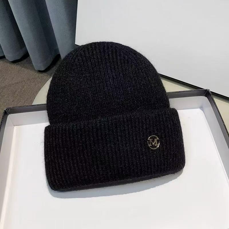Knitted Hat With Thick Velvet For Women, Warm And Versatile, Big Head Circumference, Head Cover, Ear Protection, Cold Hat