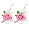Wedding Boutonniere Wristlet Pearls With Artificial Floral Design For Bridesmaids Grooms Formal Outfit