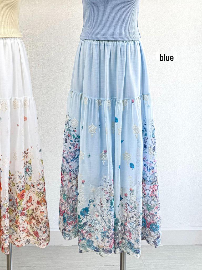 Damen 2026 Frühling/Sommer A-Linie Floral Lochstickerei Langer Rock