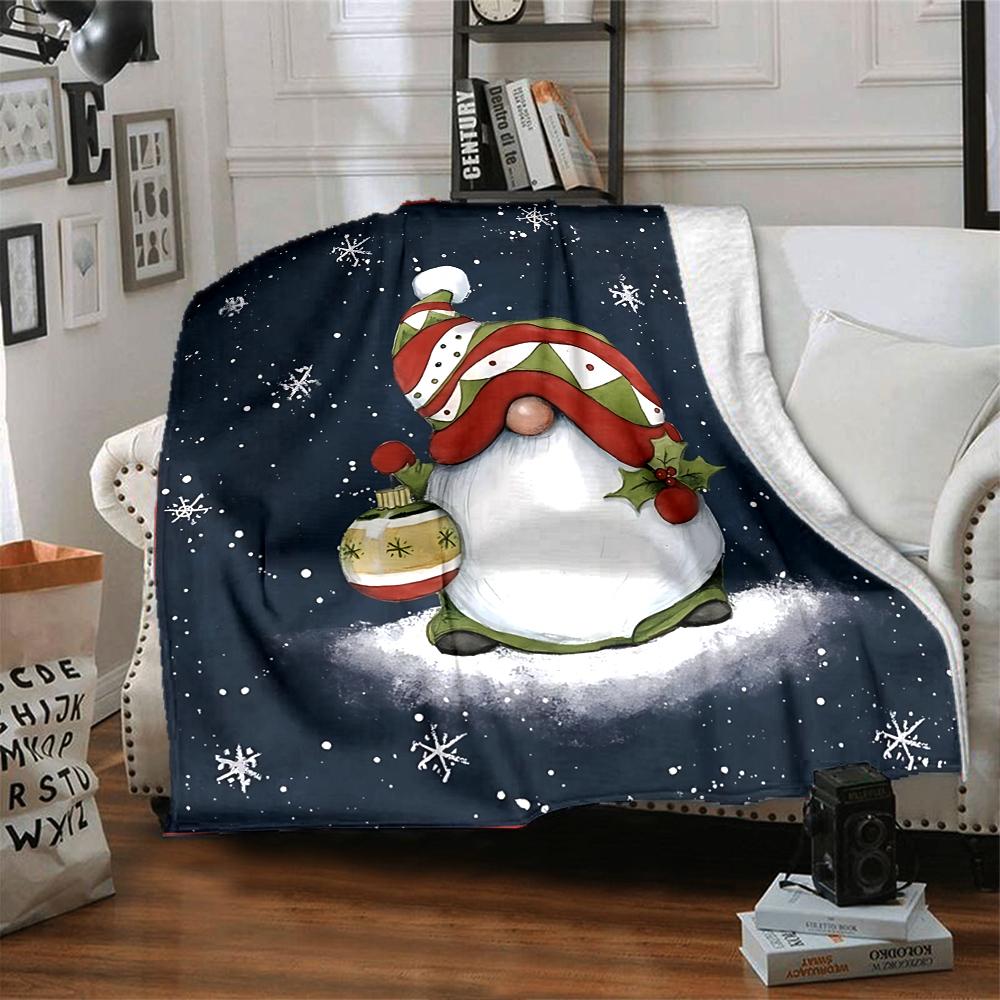 1Pc Christmas Gnome Snow Blanket Soft Throw Blanket For Home Bedroom Bed Sofa Travel Office Solid Christmas Blanket