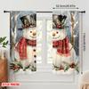 2pcs,2D Plane Printing Curtains Cute Snowman Couple Winter (2) 100% Polyester (without Rod) Outdoor Decorations for Bedroom,