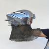 Medieval Hounskull Helmet Pig Face Bascinet with Chainmail Knight Costume Armor