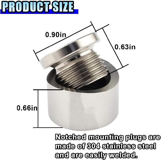 2 Pair M18 X 1.5 Notched Style Bung and Plug, Stainless Steel Fitting Plugs Car Oxygen Sensor Mounting Bungs, Universal Weld Plugs Auto Sensor